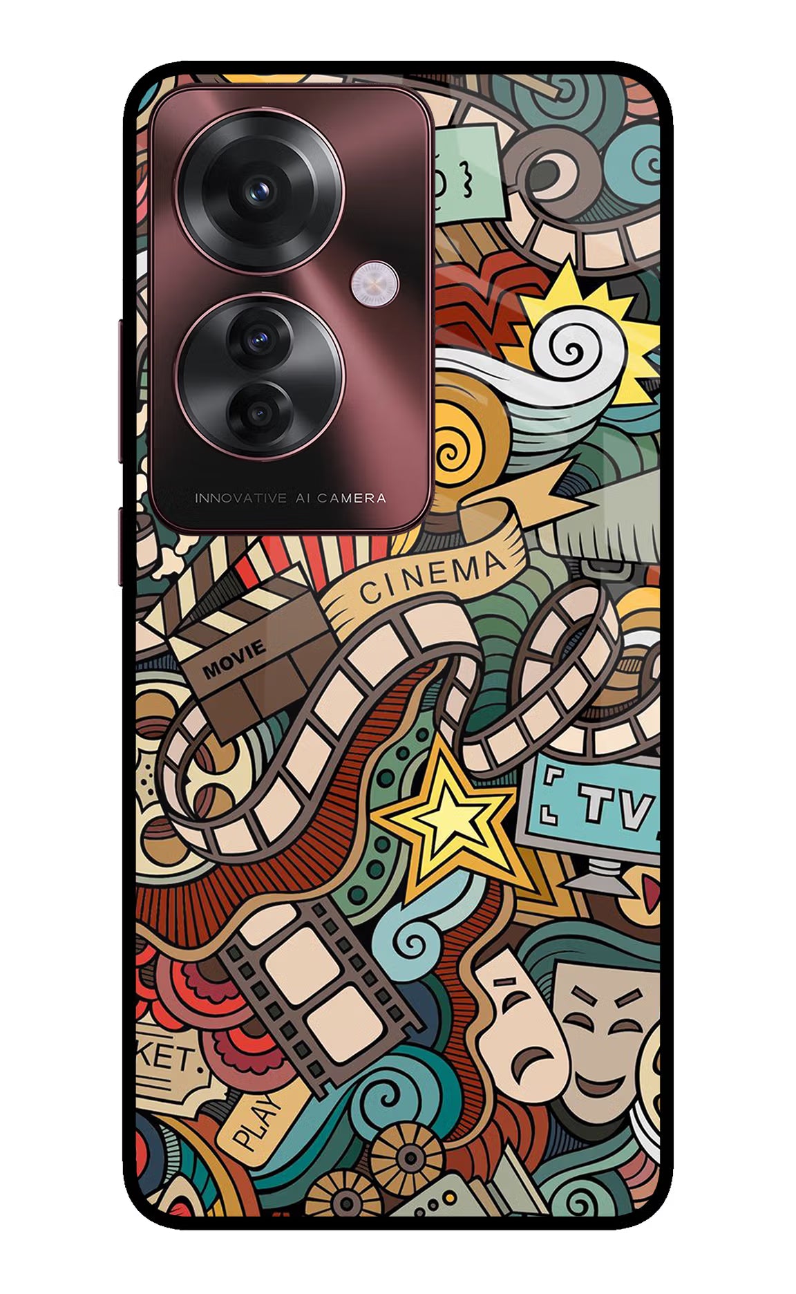 Cinema Abstract Oppo F25 Pro 5G Glass Case Back Cover by Casekaro
