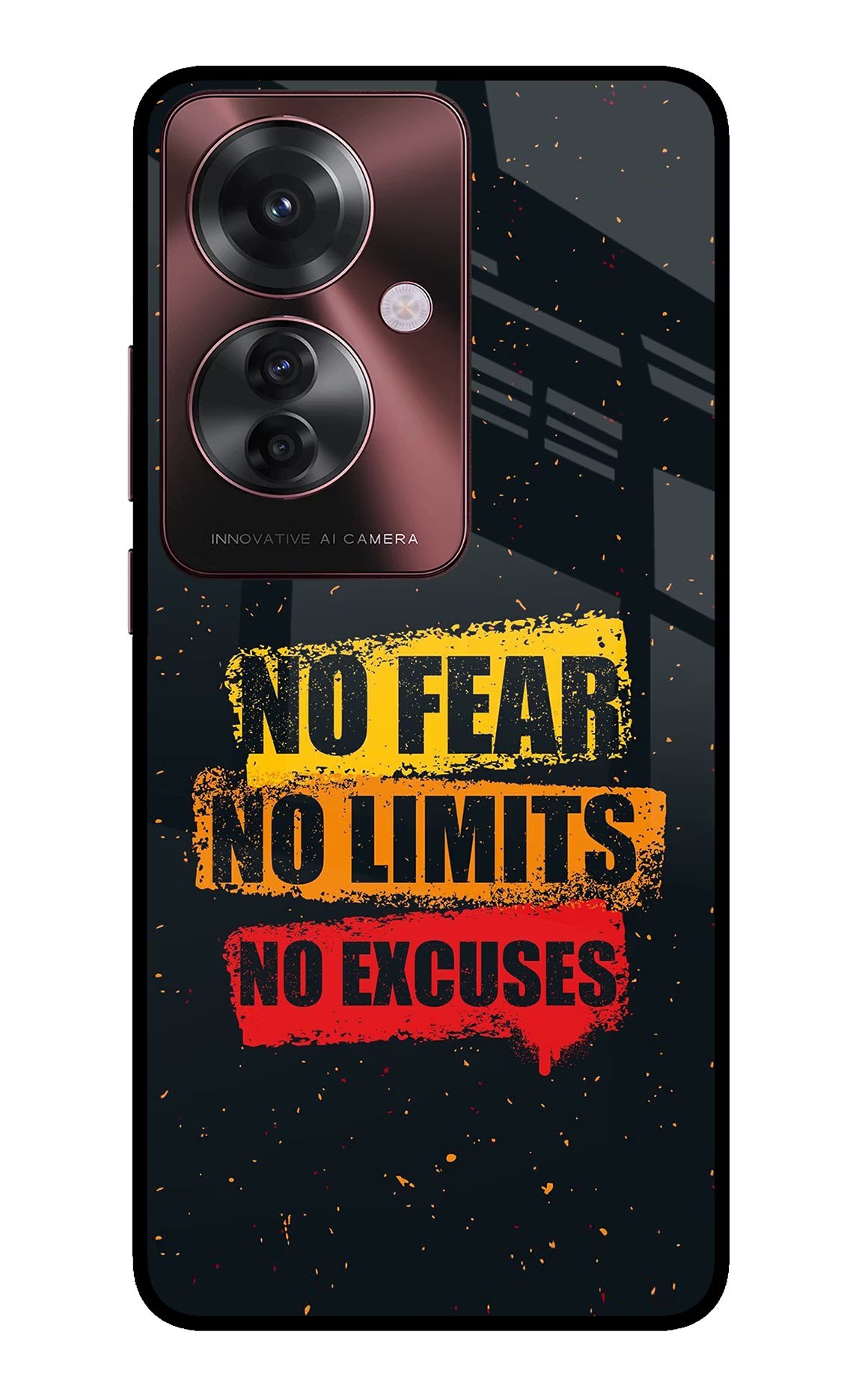 No Fear No Limits No Excuse Oppo F25 Pro 5G Glass Case Back Cover by Casekaro