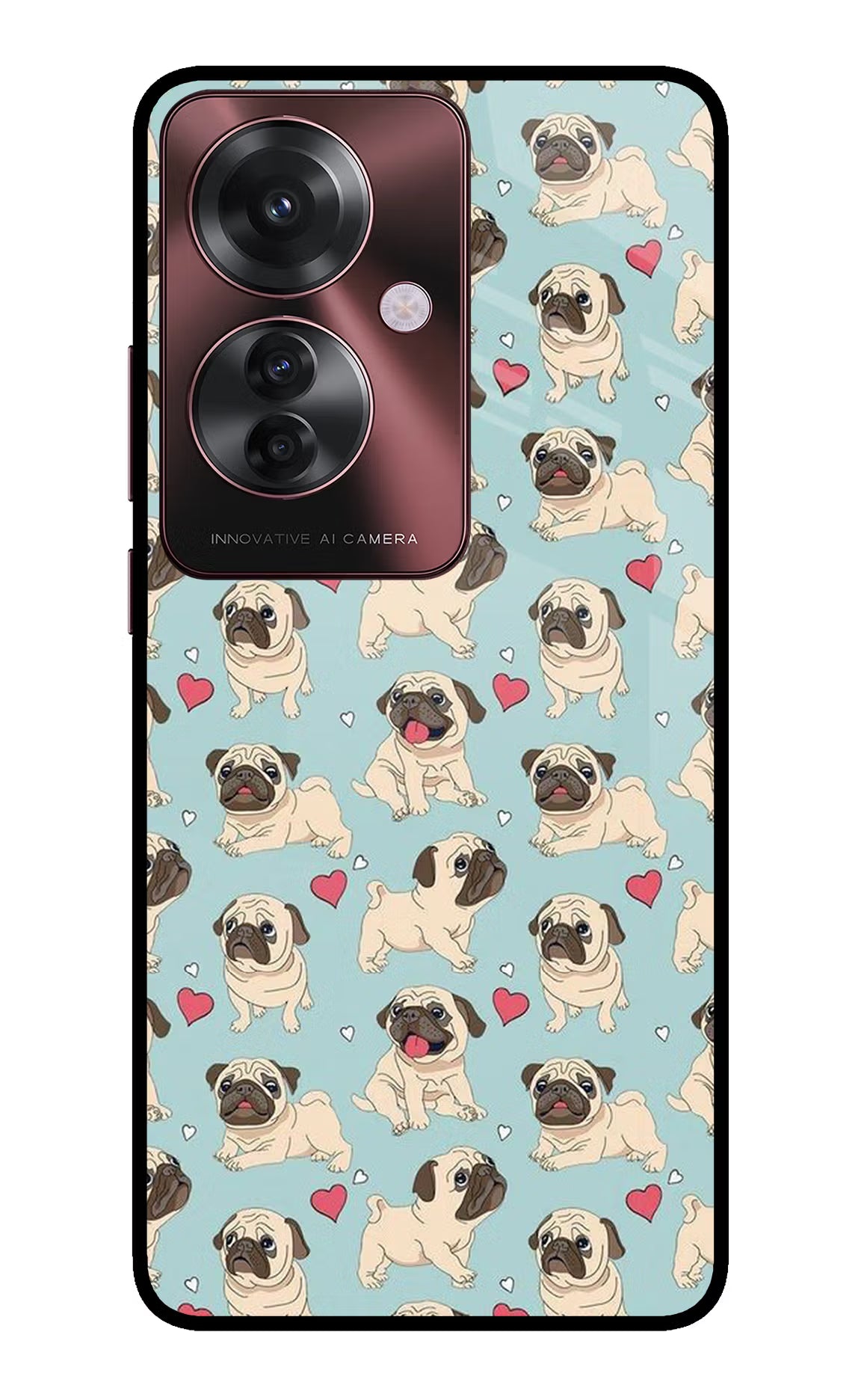 Pug Dog Oppo F25 Pro 5G Glass Case Back Cover by Casekaro