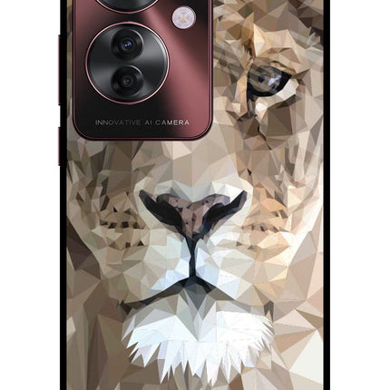 Lion Art Oppo F25 Pro 5G Glass Case Back Cover by Casekaro