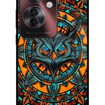 Angry Owl Art Oppo F25 Pro 5G Glass Case Back Cover by Casekaro