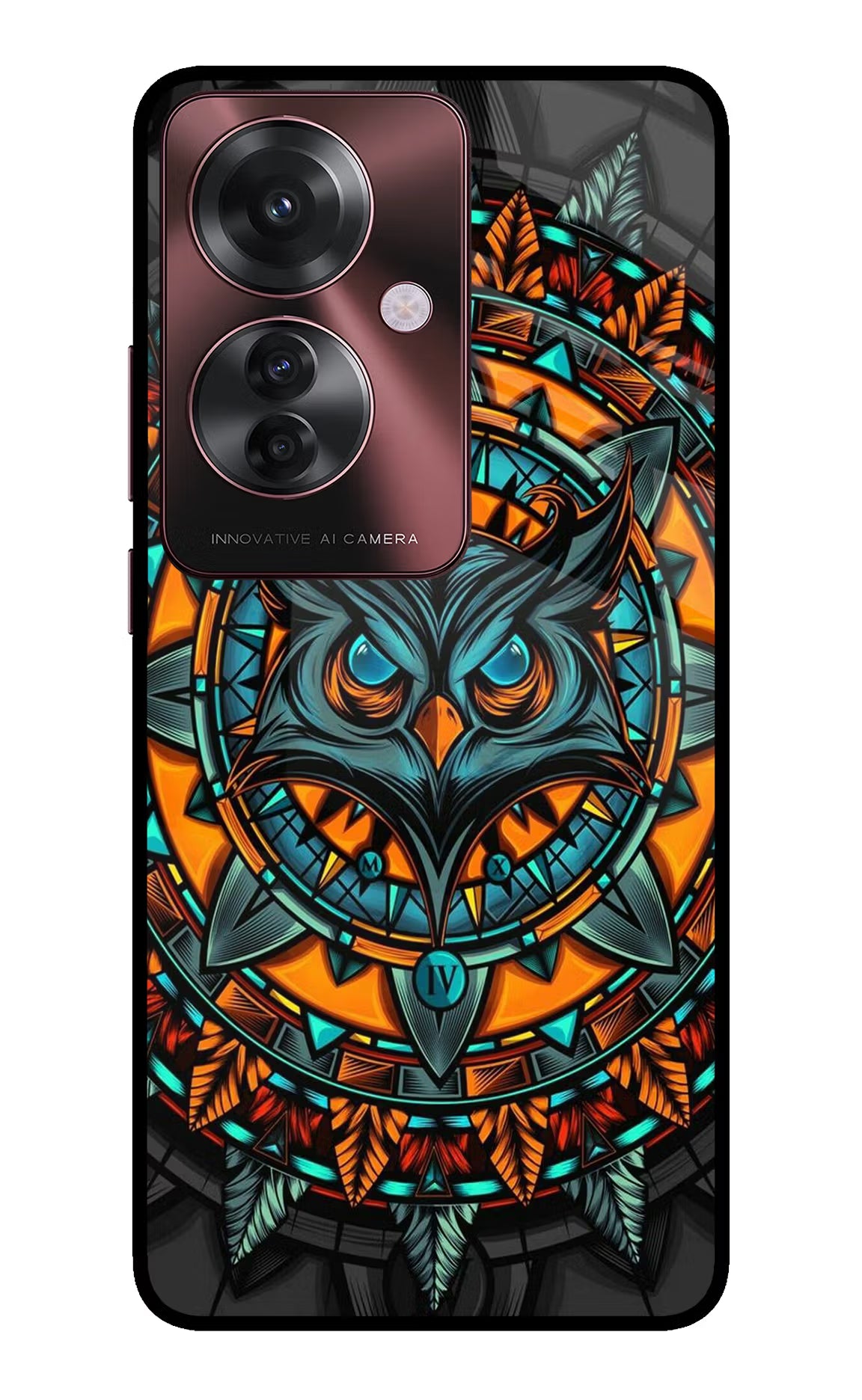 Angry Owl Art Oppo F25 Pro 5G Glass Case Back Cover by Casekaro
