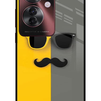 Sunglasses with Mustache Oppo F25 Pro 5G Glass Case