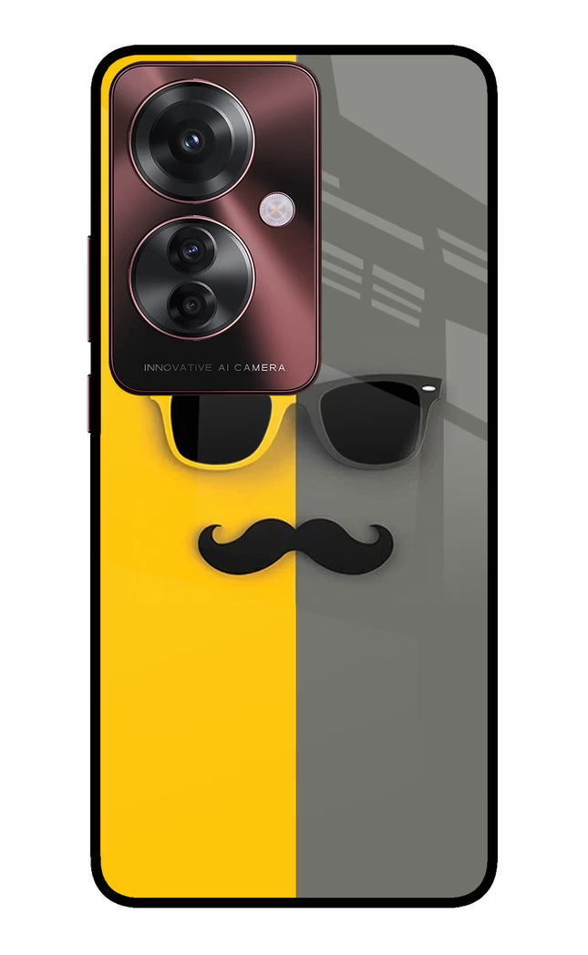 Sunglasses with Mustache Oppo F25 Pro 5G Glass Case