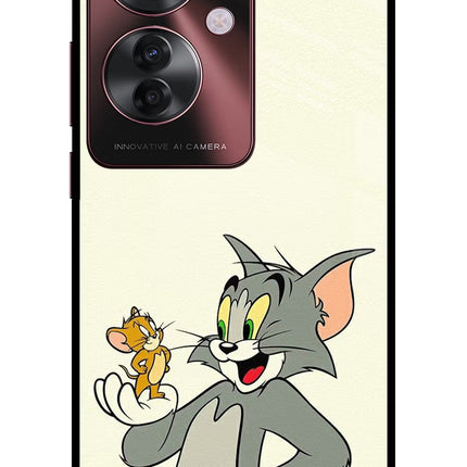 Tom & Jerry Oppo F25 Pro 5G Glass Case Back Cover by Casekaro