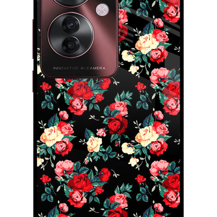 Rose Pattern Oppo F25 Pro 5G Glass Case