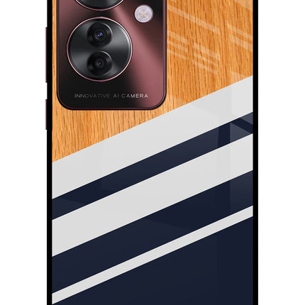 Blue and white wooden Oppo F25 Pro 5G Glass Case