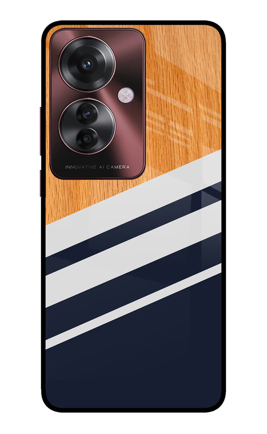 Blue and white wooden Oppo F25 Pro 5G Glass Case