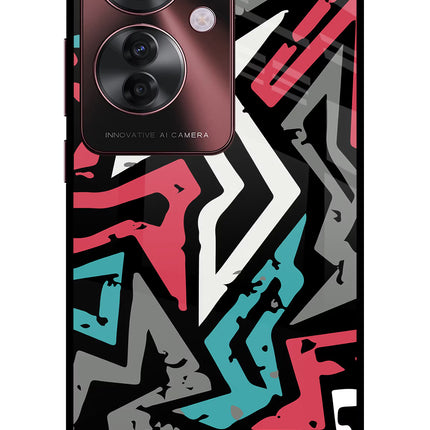 Geometric Graffiti Oppo F25 Pro 5G Glass Case Back Cover by Casekaro