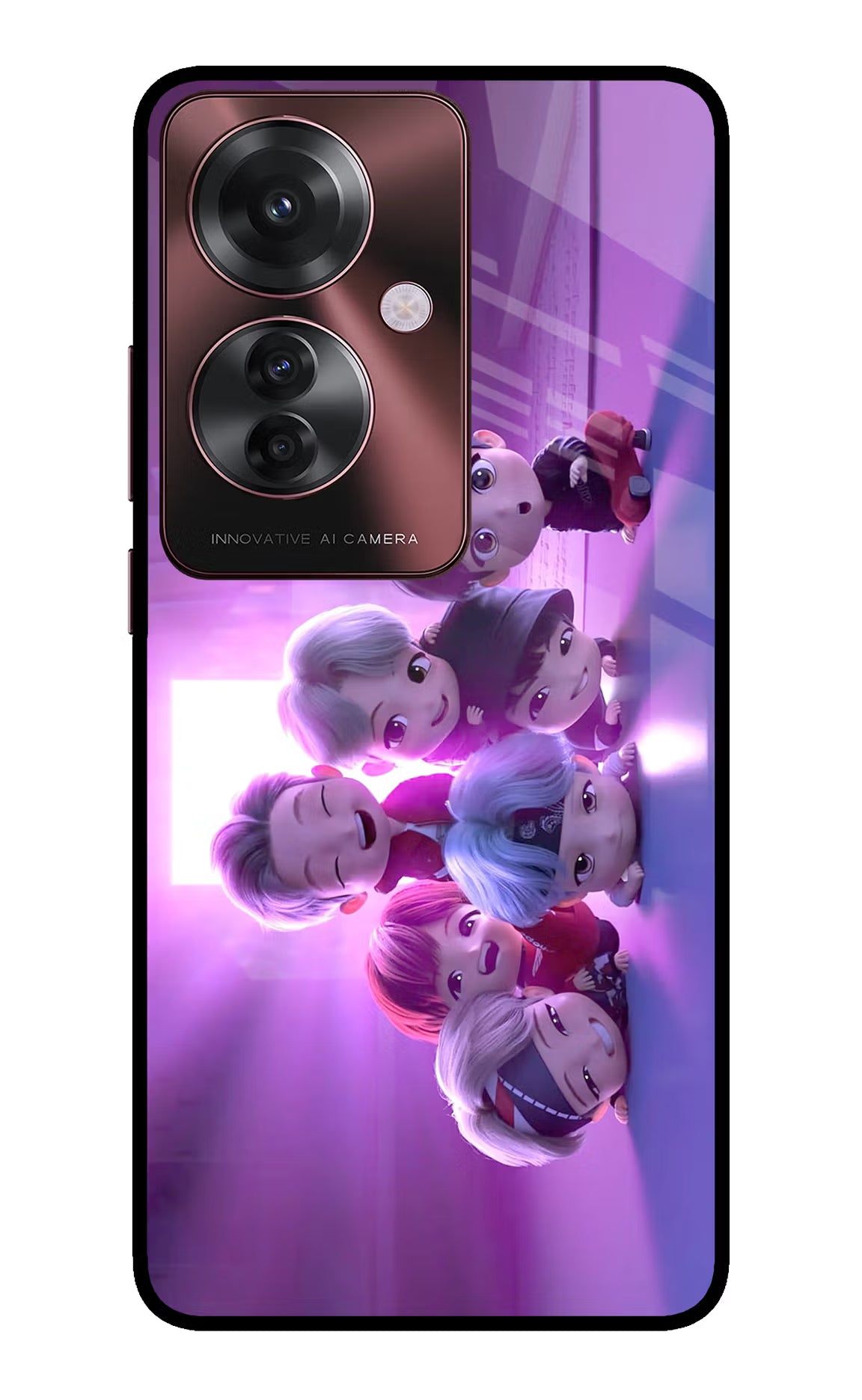BTS Chibi Oppo F25 Pro 5G Glass Case Back Cover by Casekaro