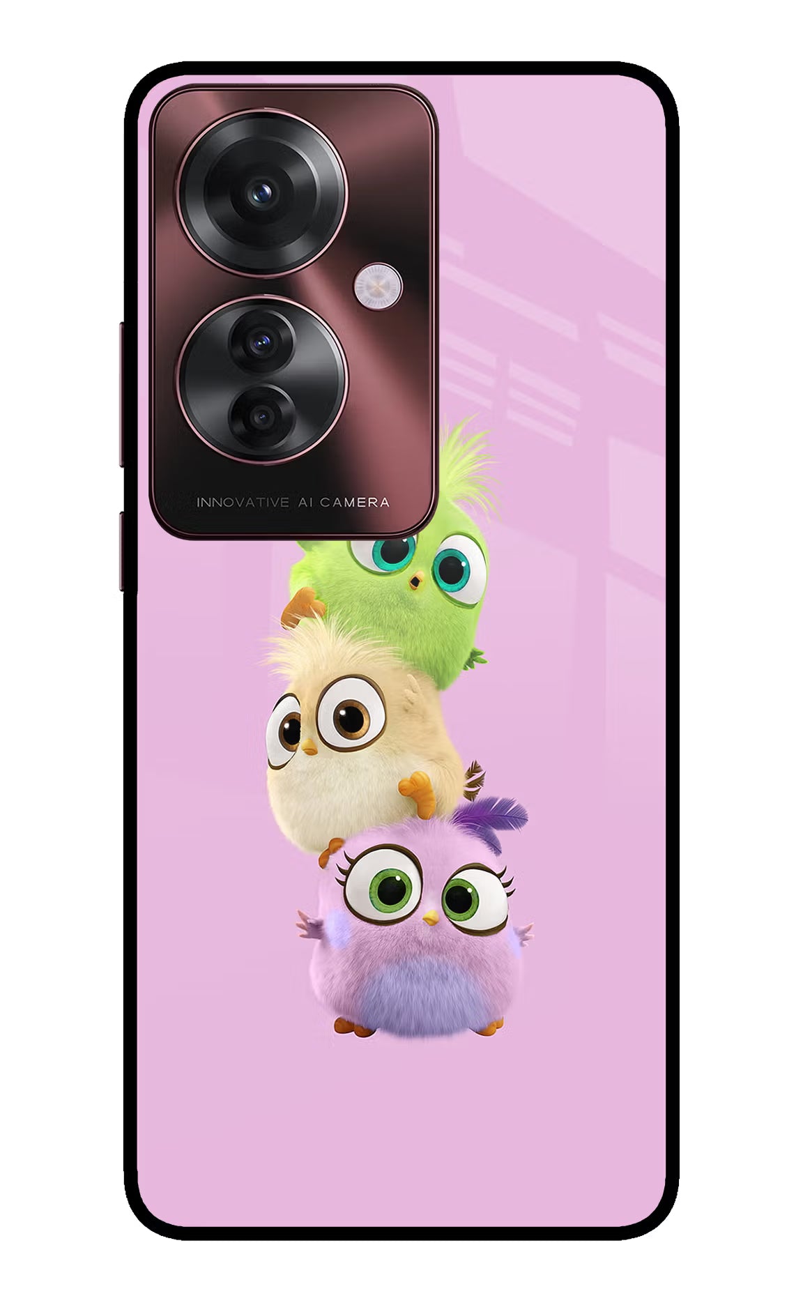 Cute Little Birds Oppo F25 Pro 5G Glass Case Back Cover by Casekaro