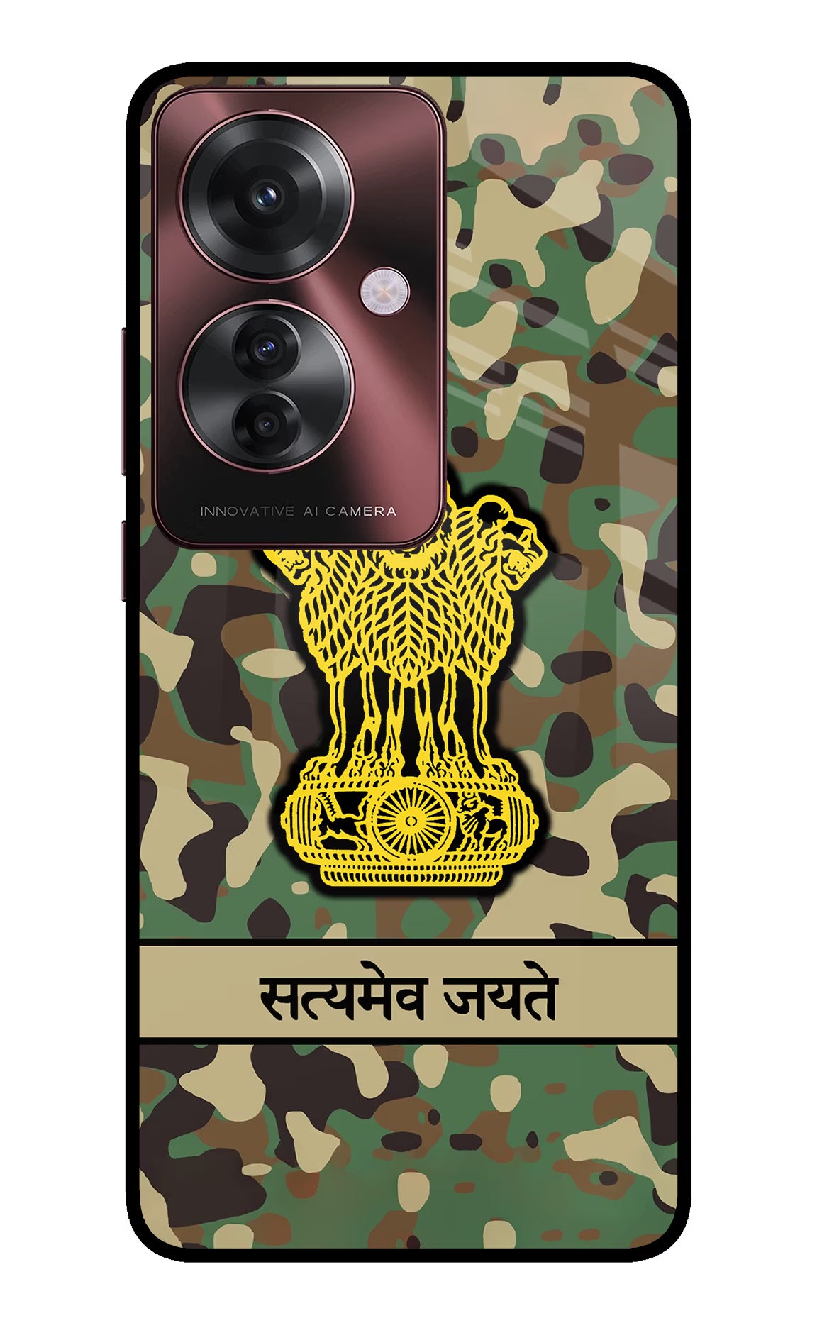 Satyamev Jayate Army Oppo F25 Pro 5G Glass Case Back Cover by Casekaro