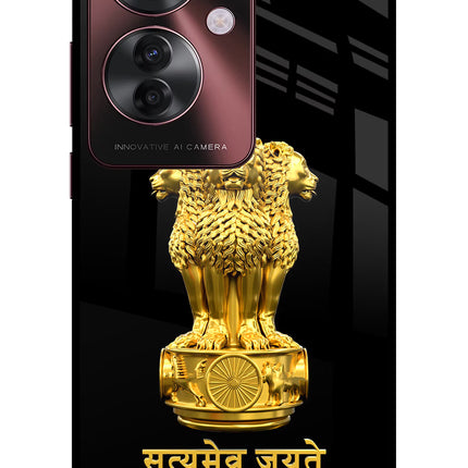 Satyamev Jayate Golden Oppo F25 Pro 5G Glass Case
