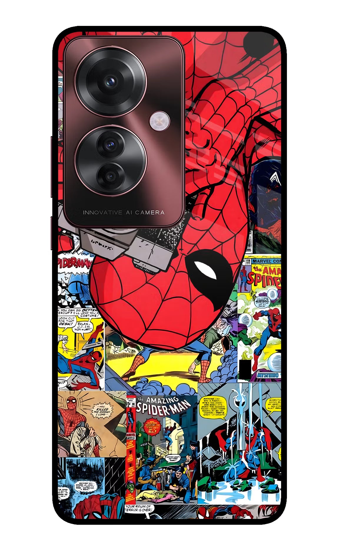 Spider Man Oppo F25 Pro 5G Glass Case Back Cover by Casekaro