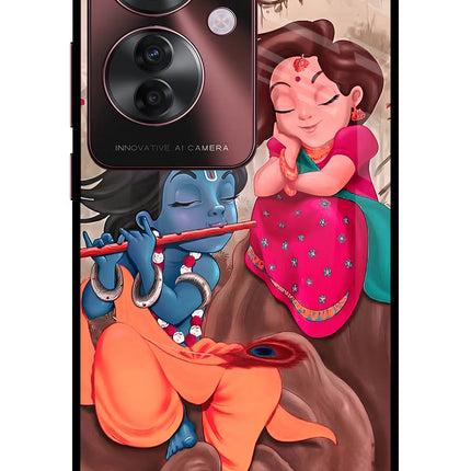 Radhe Krishna Oppo F25 Pro 5G Glass Case Back Cover by Casekaro