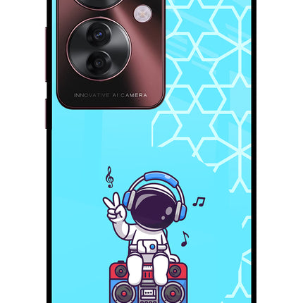 Cute Astronaut Chilling Oppo F25 Pro 5G Glass Case