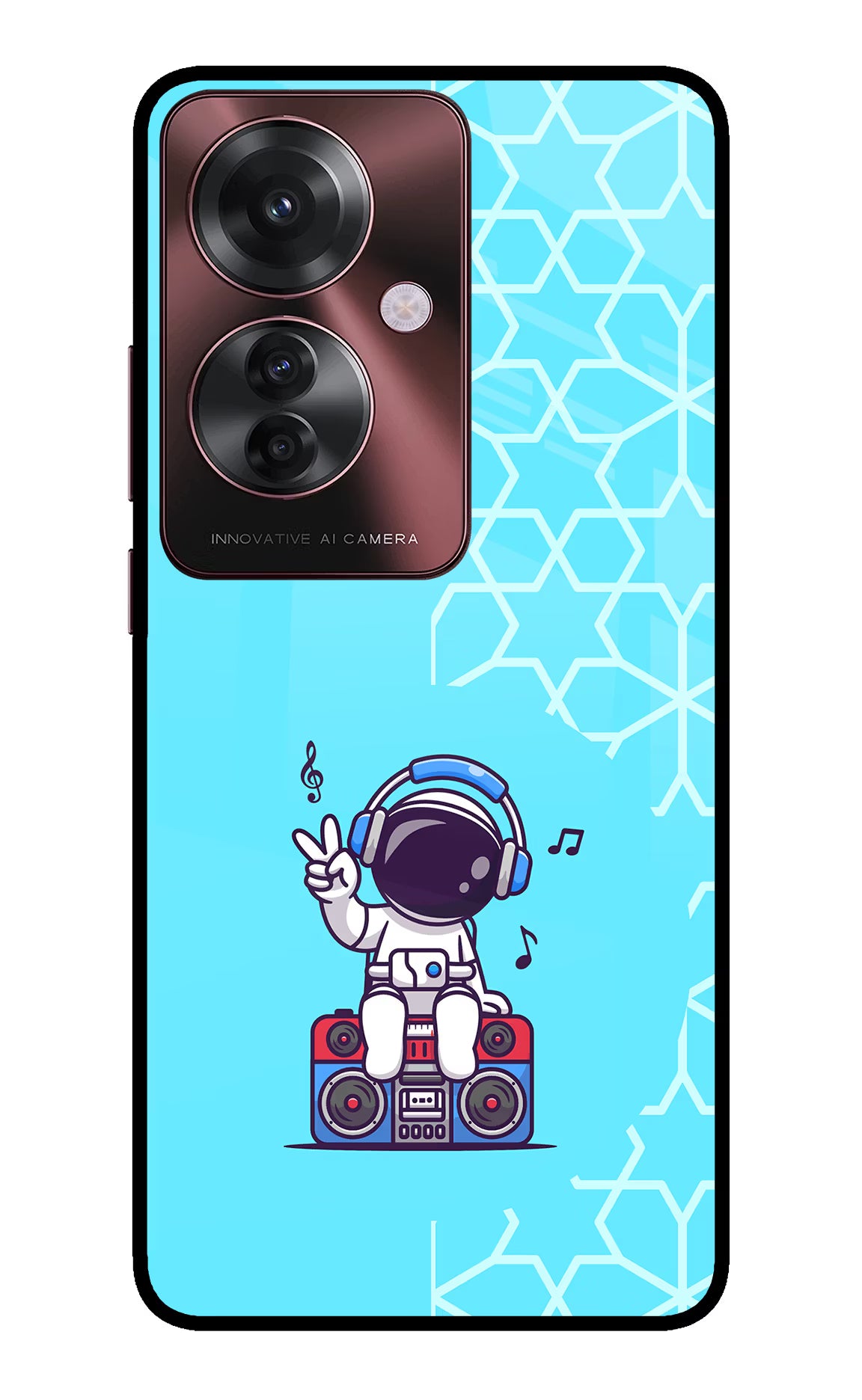 Cute Astronaut Chilling Oppo F25 Pro 5G Glass Case Back Cover by Casekaro