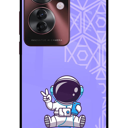 Cute Astronaut Chilling Oppo F25 Pro 5G Glass Case