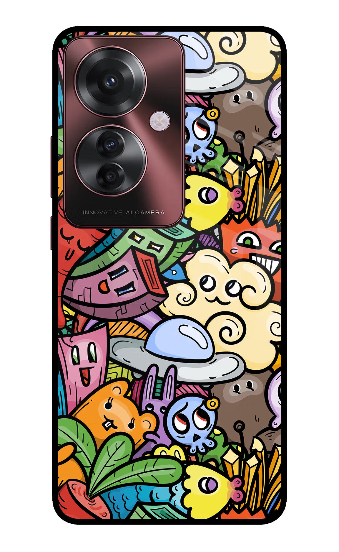 Veggie Doodle Oppo F25 Pro 5G Glass Case Back Cover by Casekaro