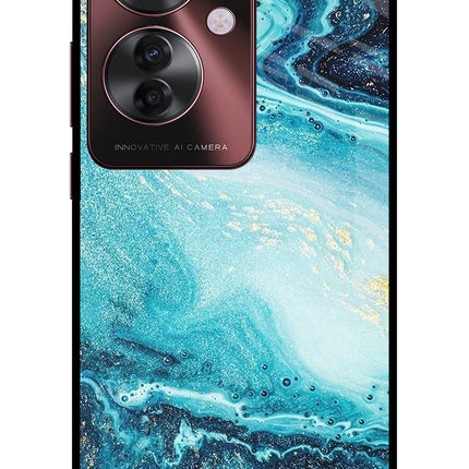 Blue Glitter Marble Oppo F25 Pro 5G Glass Case