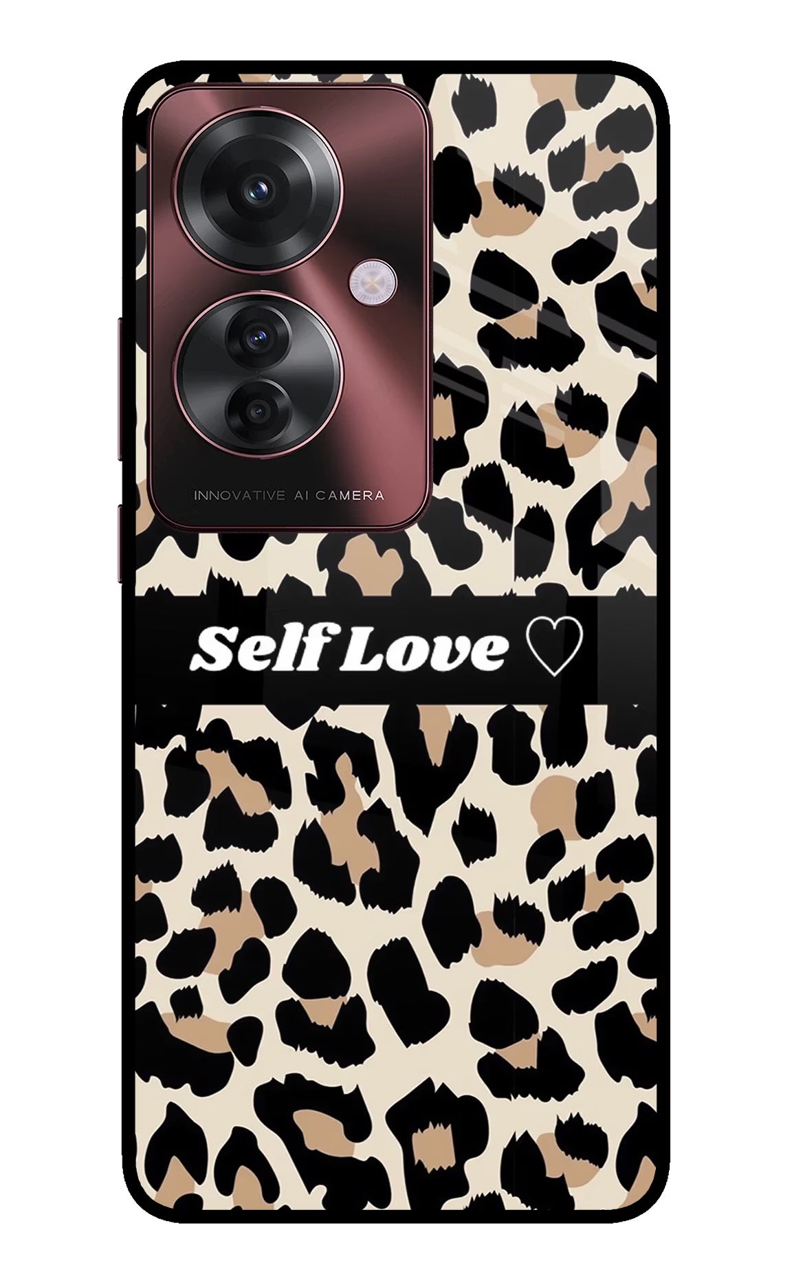 Leopard Print Self Love Oppo F25 Pro 5G Glass Case Back Cover by Casekaro