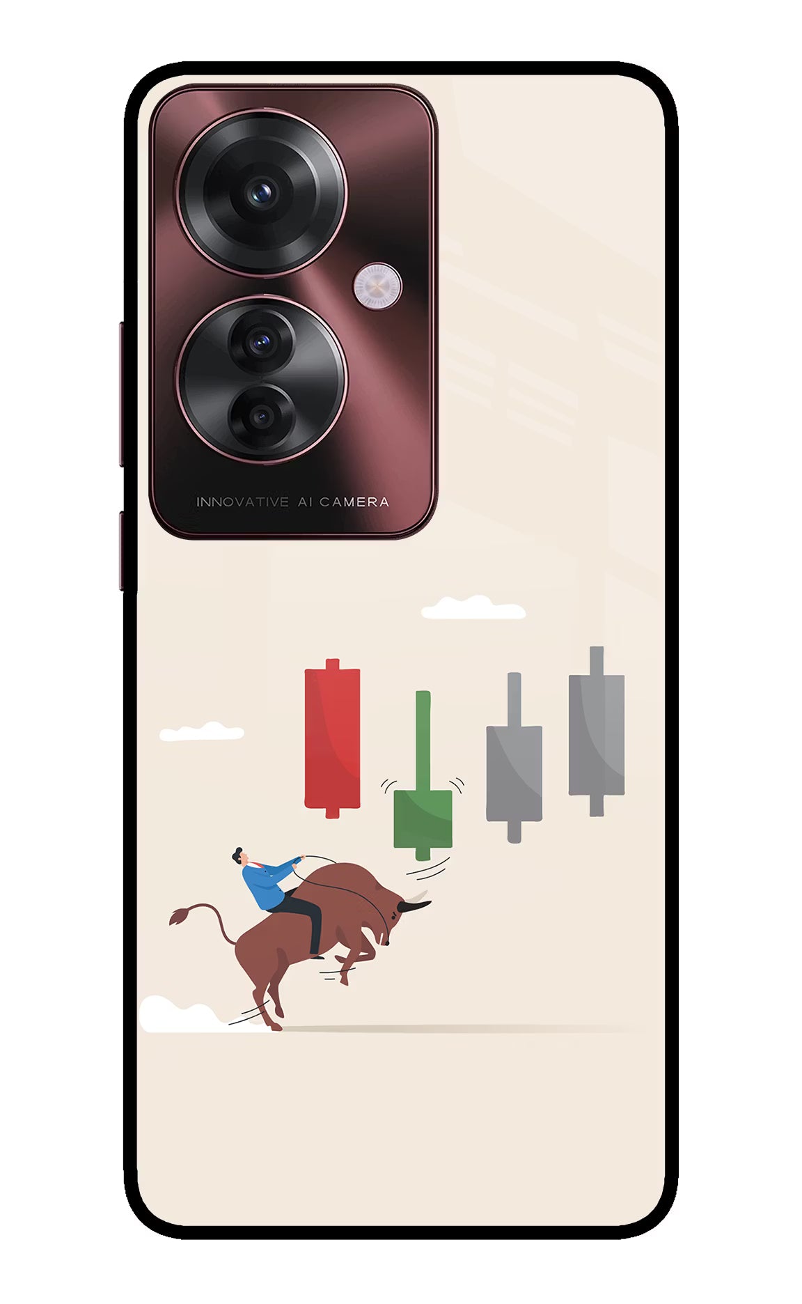 Bull Trading Momentum Oppo F25 Pro 5G Glass Case Back Cover by Casekaro