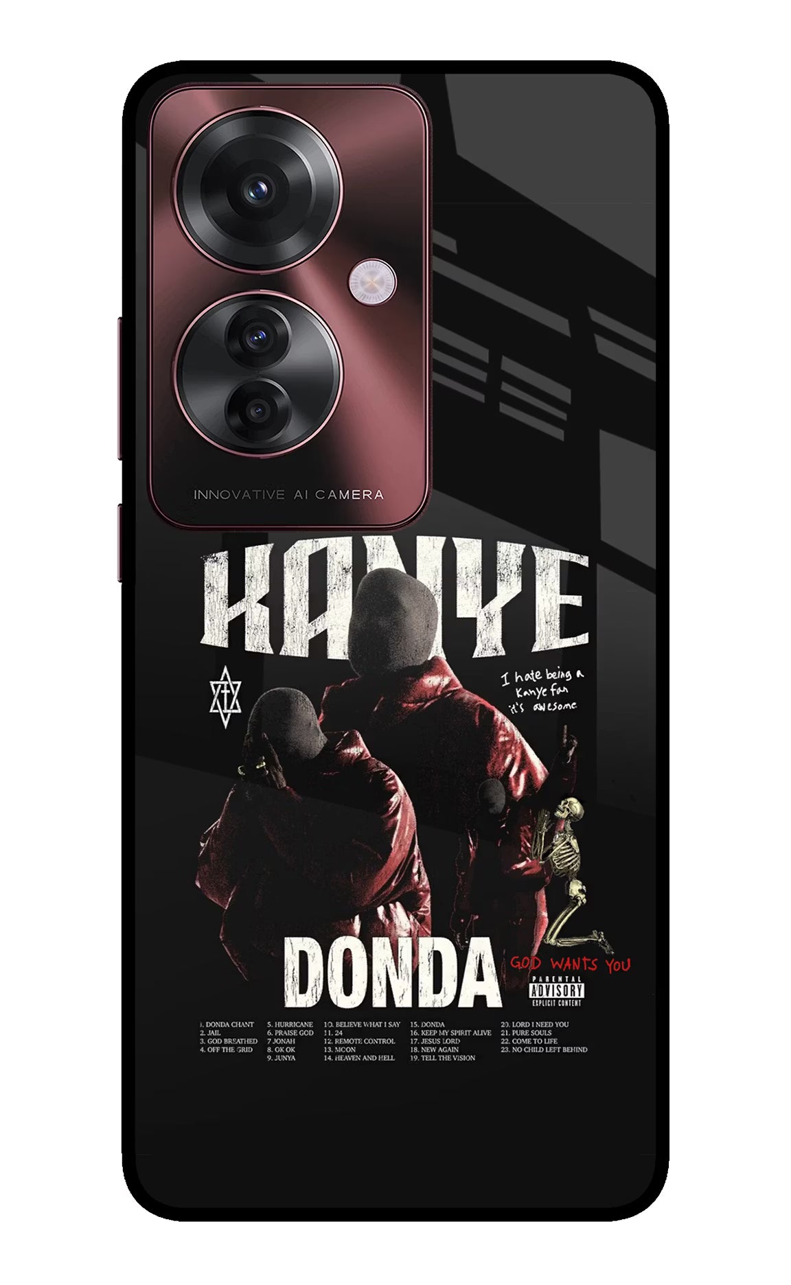 Donda Kanye West Oppo F25 Pro 5G Glass Case Back Cover by Casekaro