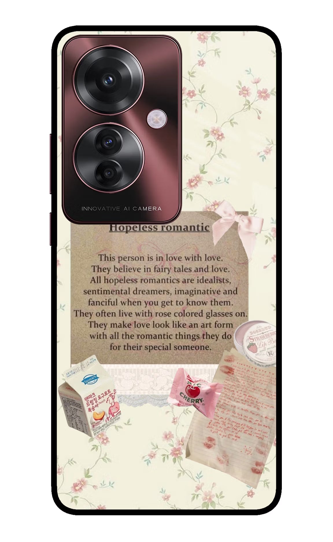 Hopeless Romantic Oppo F25 Pro 5G Glass Case Back Cover by Casekaro