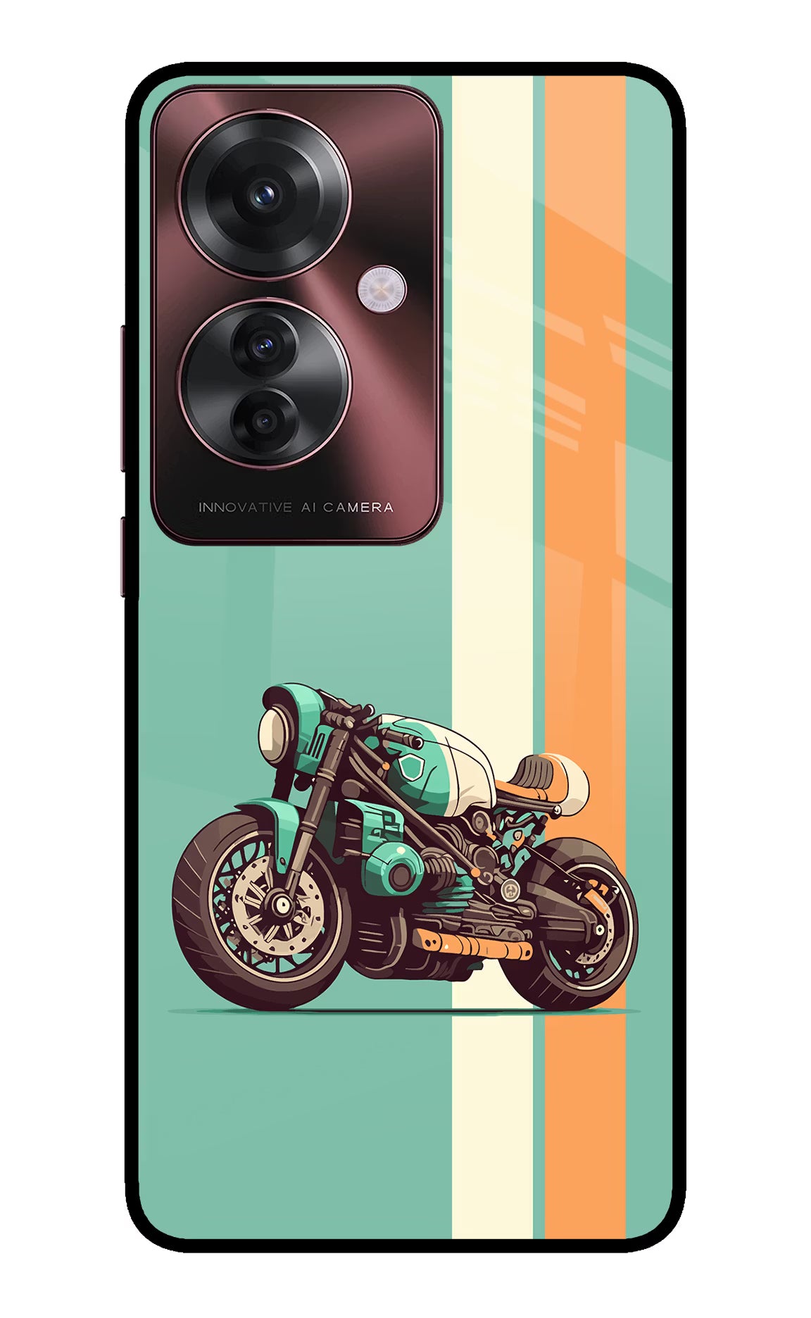 Striped Moto Drift Oppo F25 Pro 5G Glass Case Back Cover by Casekaro