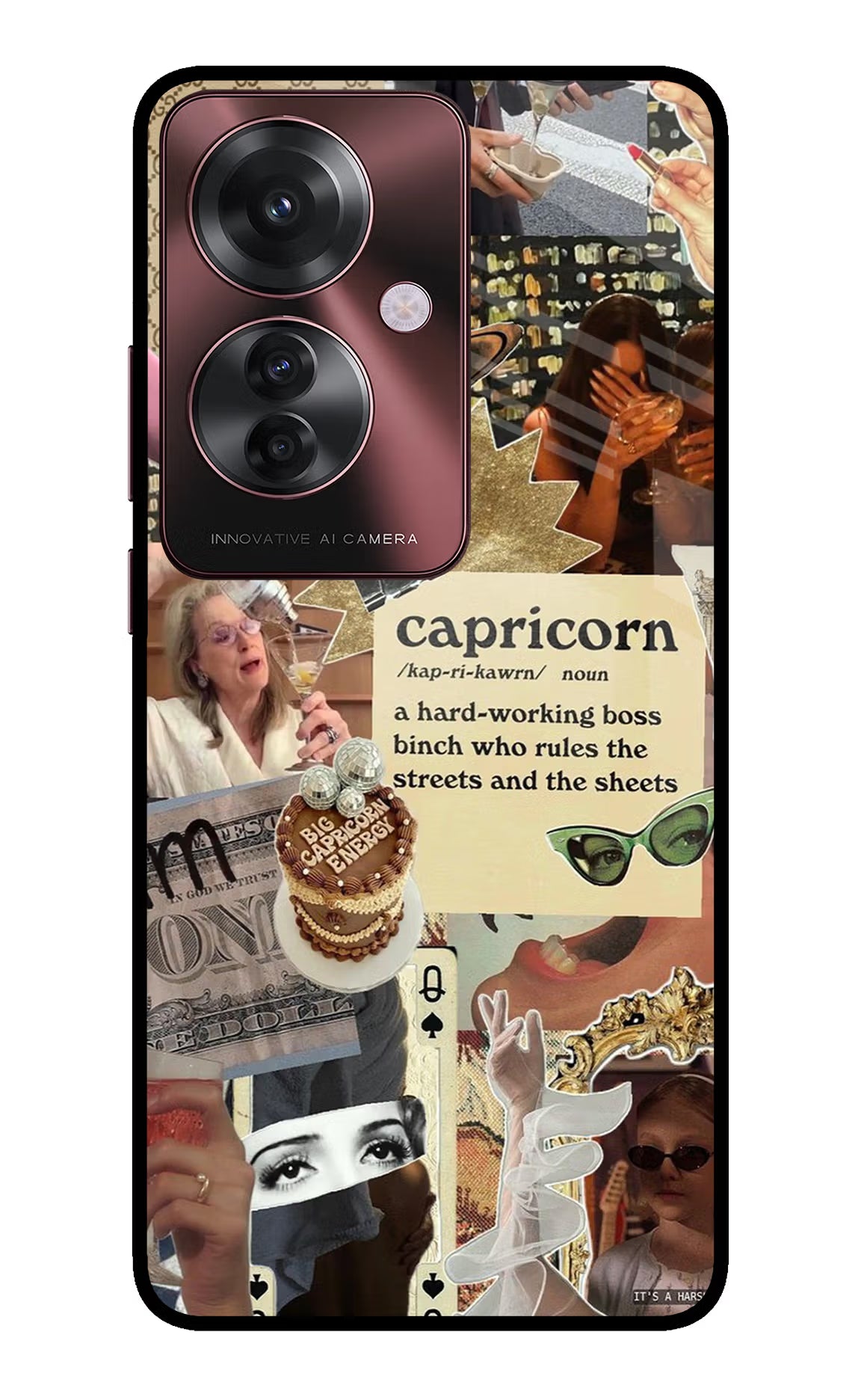 Capricorn Zodiac Oppo F25 Pro 5G Glass Case Back Cover by Casekaro