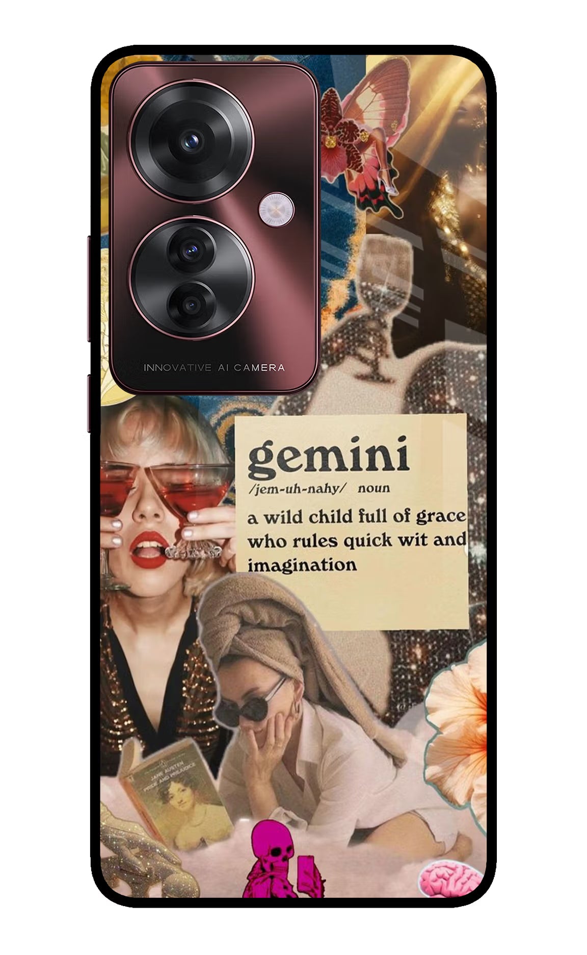 Gemini Zodiac Oppo F25 Pro 5G Glass Case Back Cover by Casekaro