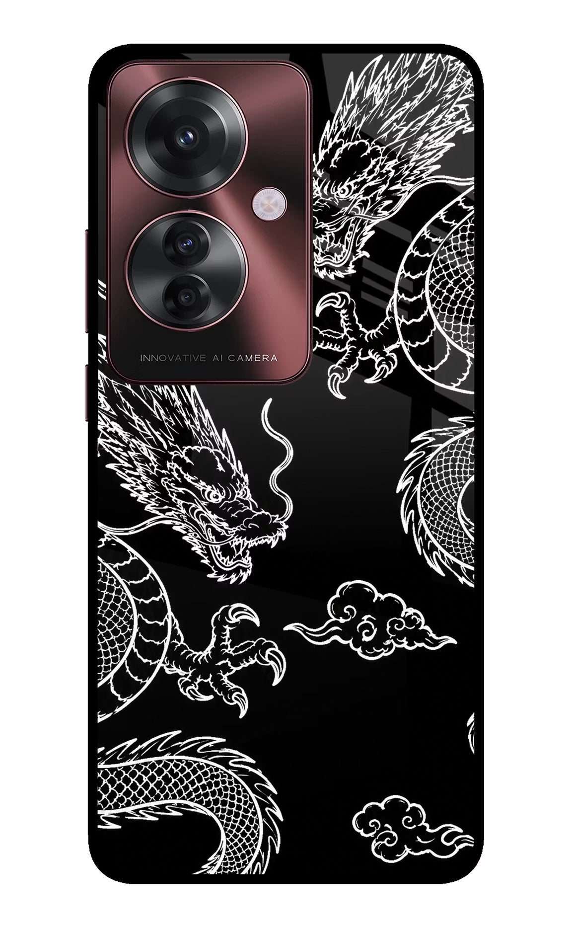 Twin Dragons Oppo F25 Pro 5G Glass Case Back Cover by Casekaro