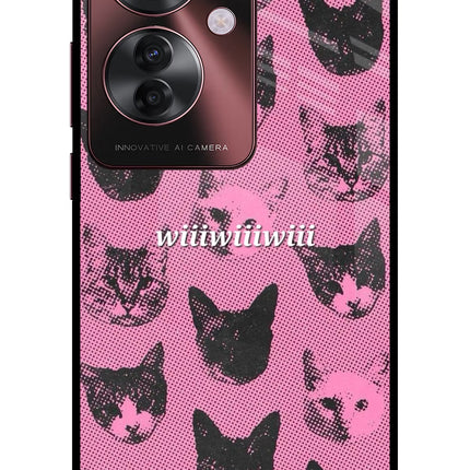 Pink Cats Oppo F25 Pro 5G Glass Case