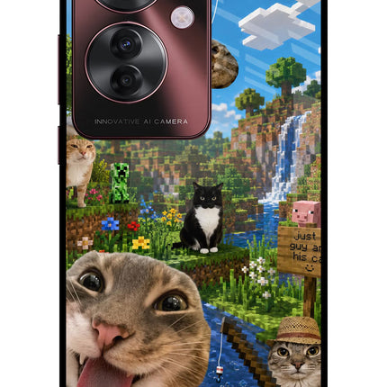 Minecraft Cat Chaos Oppo F25 Pro 5G Glass Case