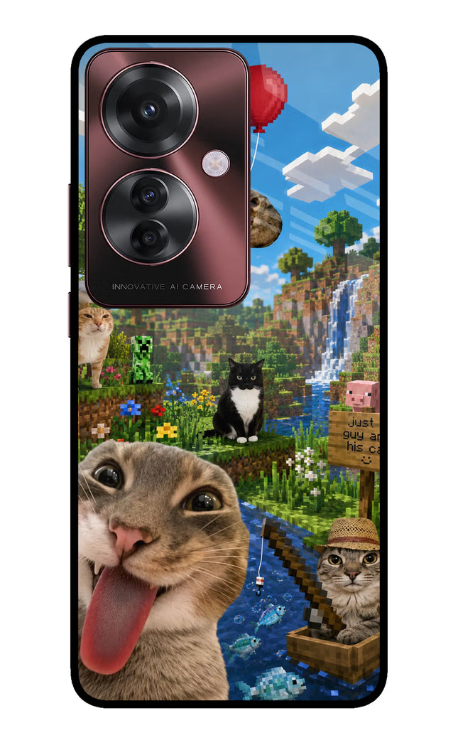 Minecraft Cat Chaos Oppo F25 Pro 5G Glass Case