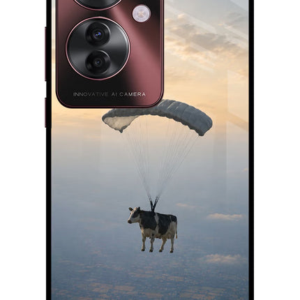Skydiving Cow Oppo F25 Pro 5G Glass Case