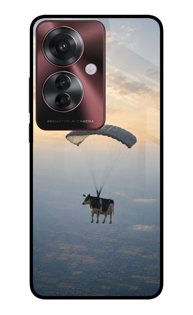 Skydiving Cow Oppo F25 Pro 5G Glass Case