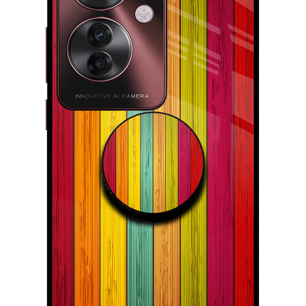 Multicolor Wooden Oppo F25 Pro 5G Pop Case by Casekaro