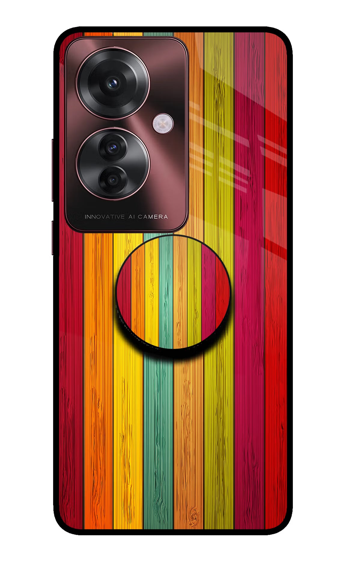 Multicolor Wooden Oppo F25 Pro 5G Pop Case by Casekaro