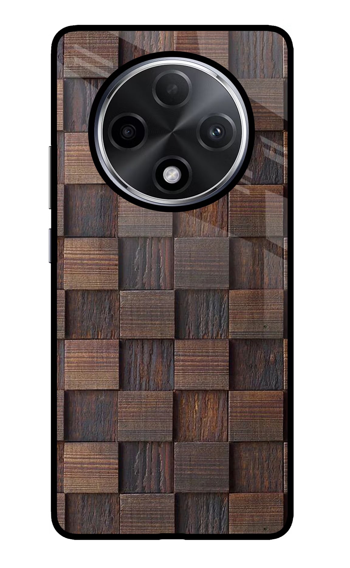 Wooden Cube Design Oppo F27 Pro Plus Glass Case Back Cover by Casekaro