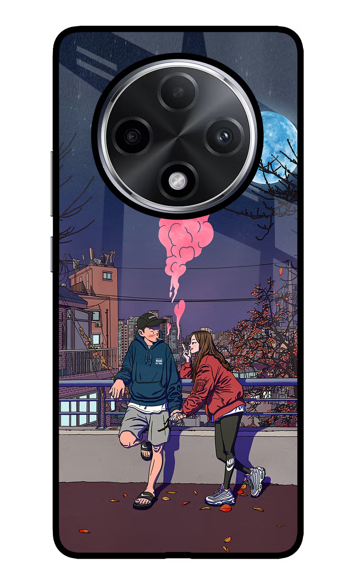 Chilling Couple Oppo F27 Pro Plus Glass Case Back Cover by Casekaro