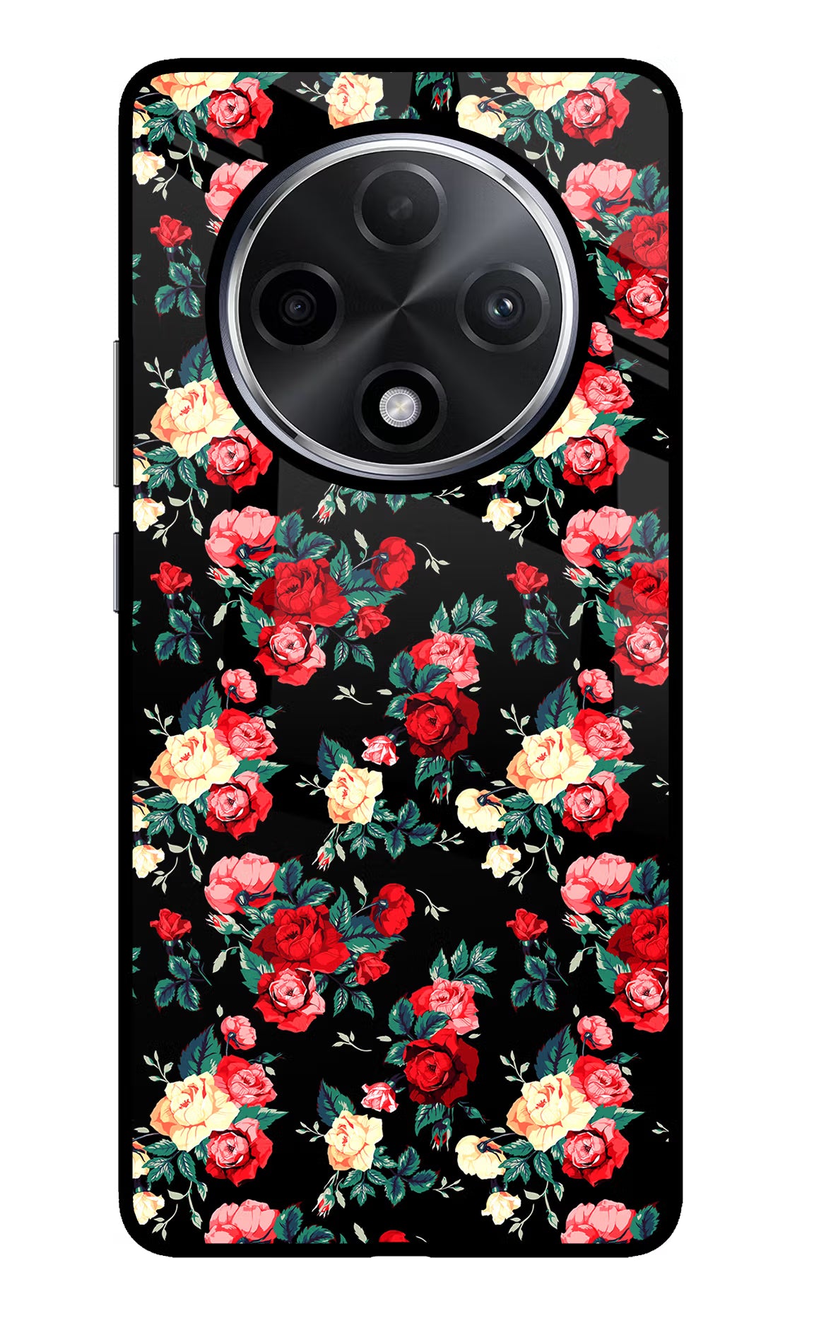 Rose Pattern Oppo F27 Pro Plus Glass Case Back Cover by Casekaro