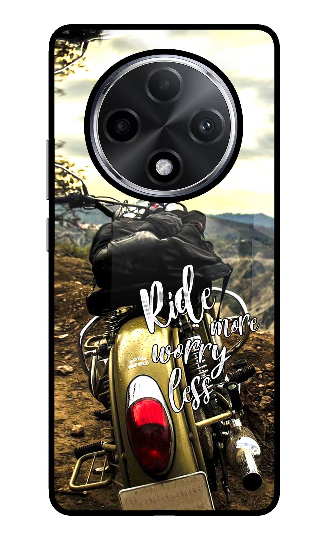 Ride More Worry Less Oppo F27 Pro Plus Glass Case Back Cover by Casekaro