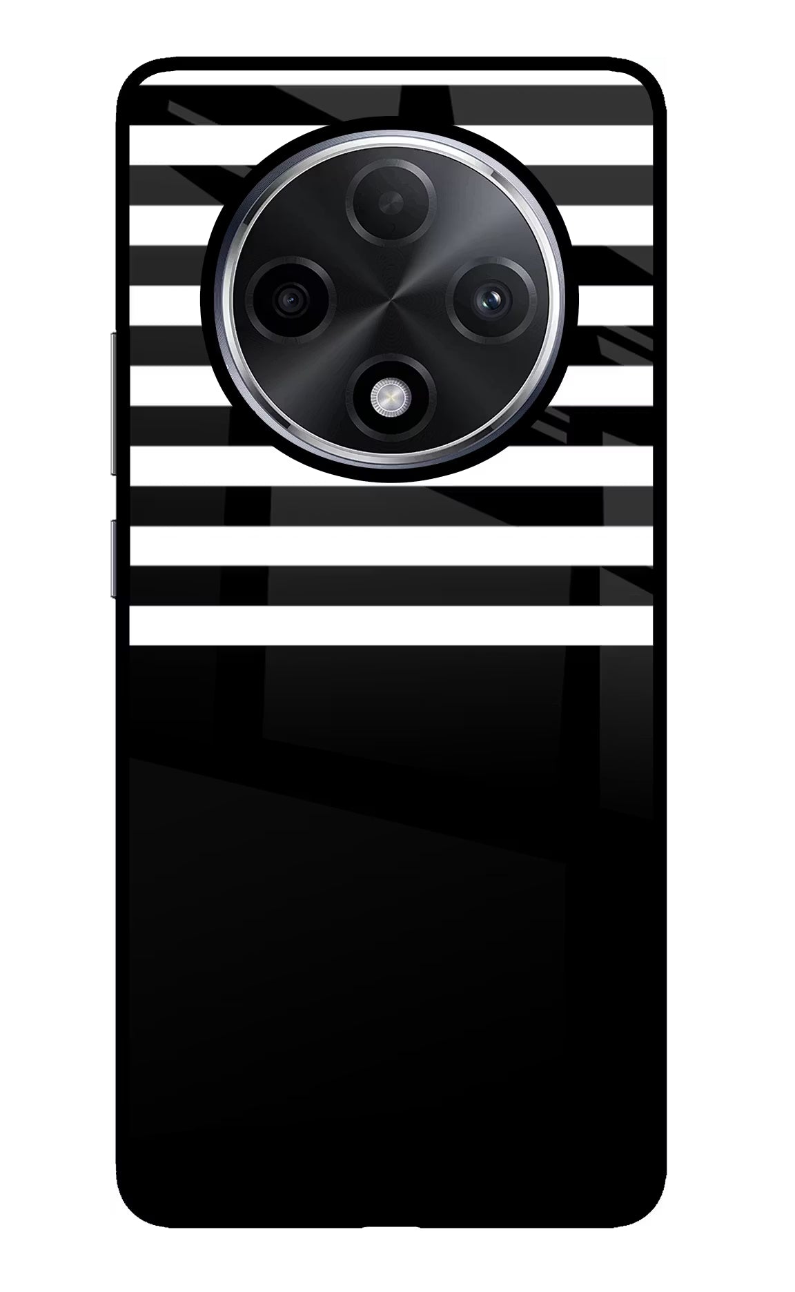 Black and White Print Oppo F27 Pro Plus Glass Case Back Cover by Casekaro
