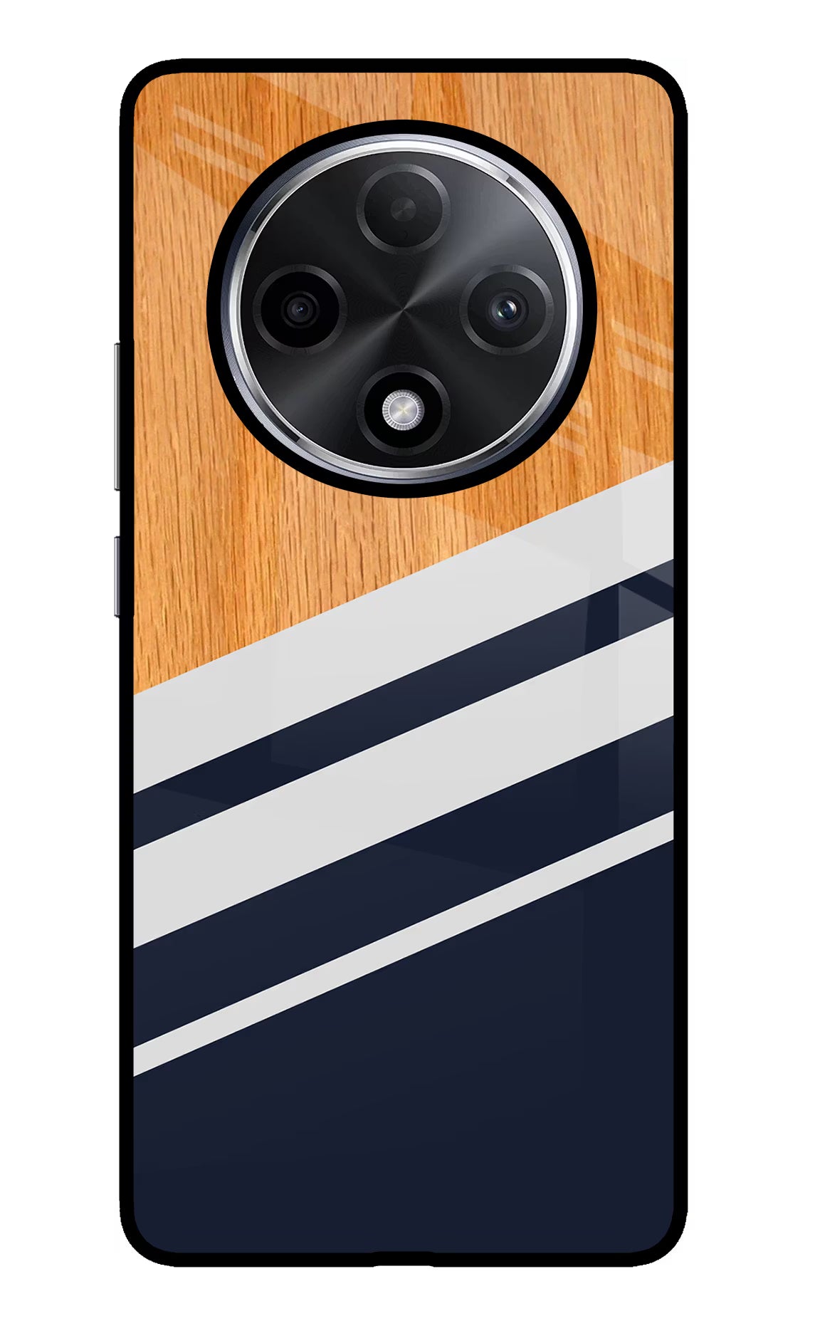 Blue and white wooden Oppo F27 Pro Plus Glass Case Back Cover by Casekaro