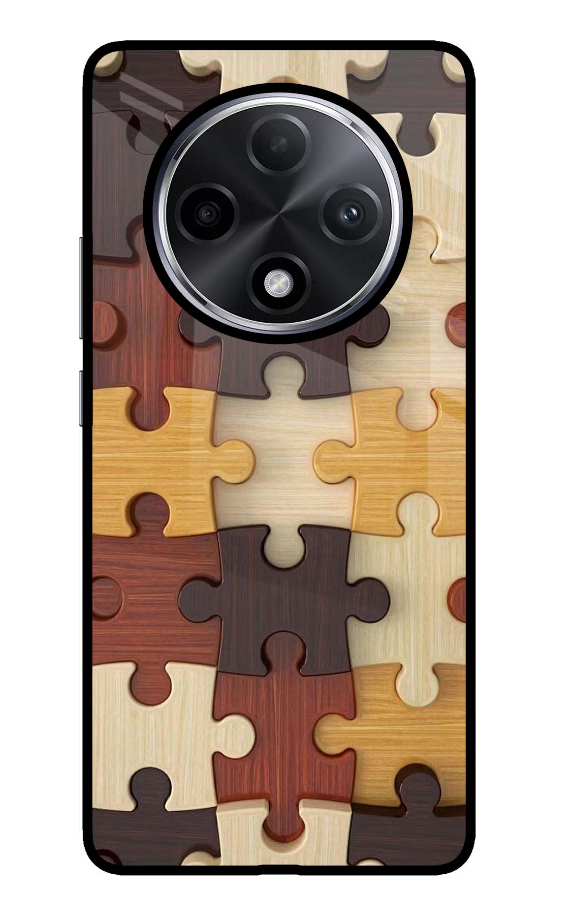 Wooden Puzzle Oppo F27 Pro Plus Glass Case Back Cover by Casekaro