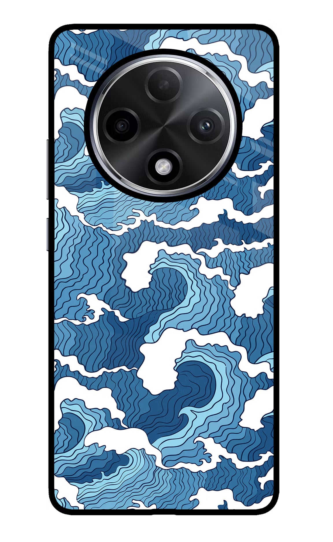 Blue Waves Oppo F27 Pro Plus Glass Case Back Cover by Casekaro