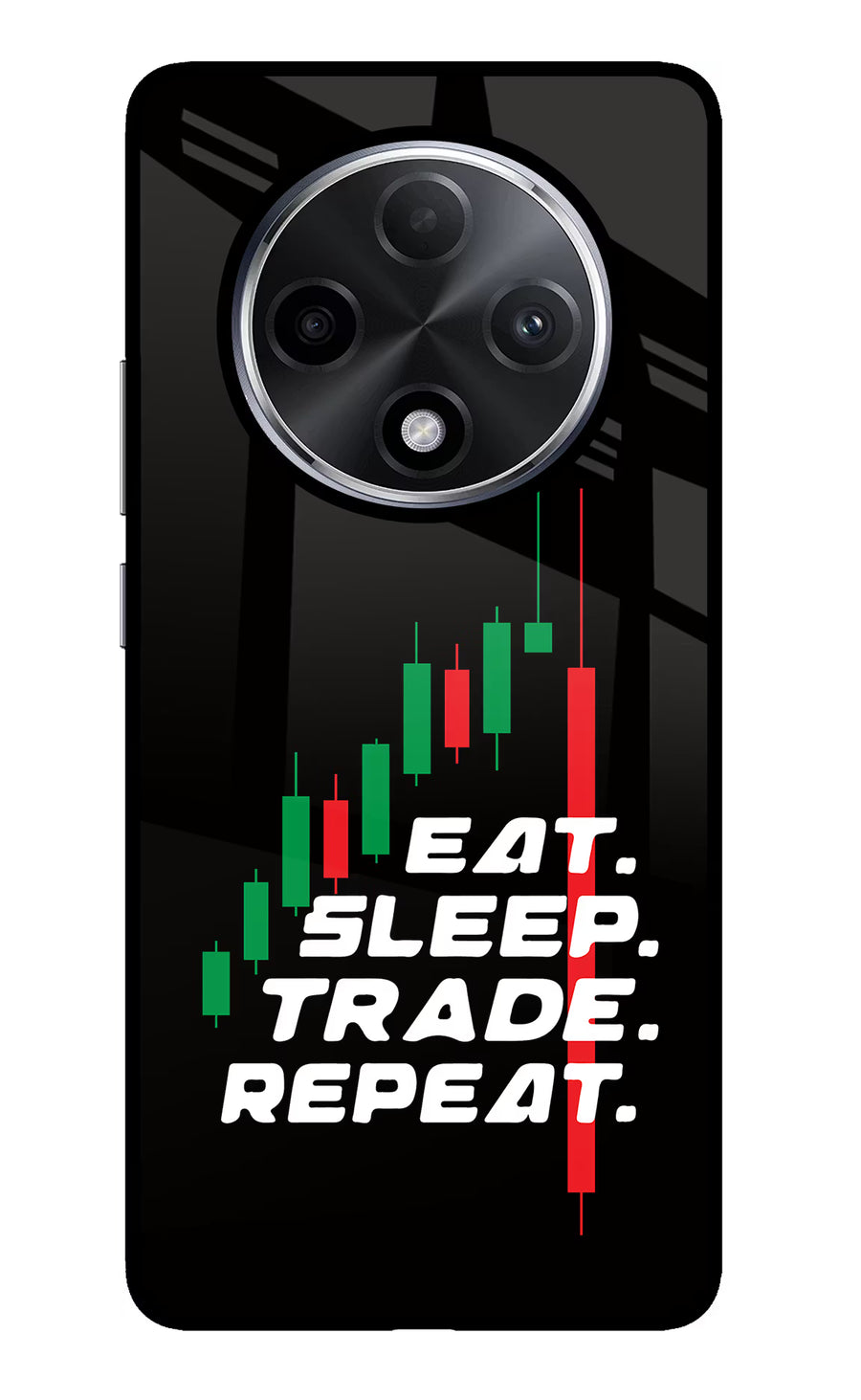 Eat Sleep Trade Repeat Oppo F27 Pro Plus Back Cover, Glass case