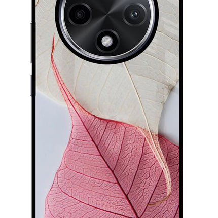 White Pink Leaf Oppo F27 Pro Plus Glass Case