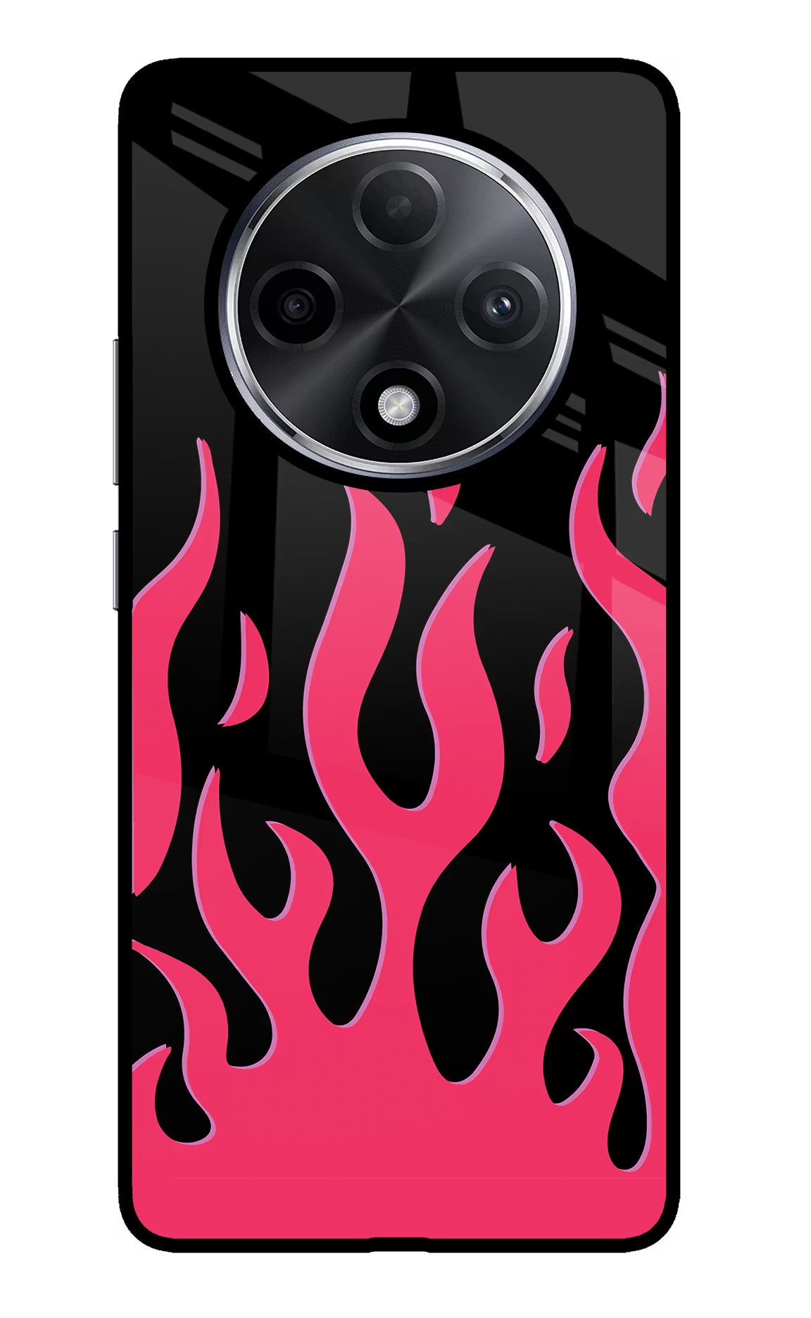 Fire Flames Oppo F27 Pro Plus Glass Case Back Cover by Casekaro